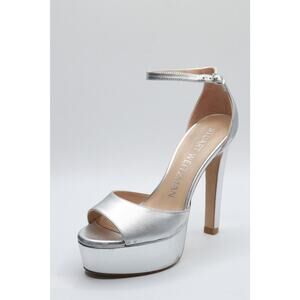 Stuart Weitzman Disco Platform Sandal Silver 6 B
